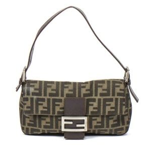 Fendi Vintage Mamma Zucca Shoulder Brown Baguette